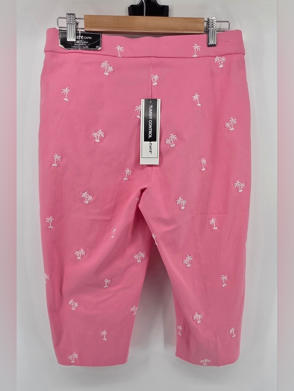 Alfred Dunner Allure Miami Beach Pink Palm Tree Clam Digger Capri Pants Size 6P - Picture 11 of 17